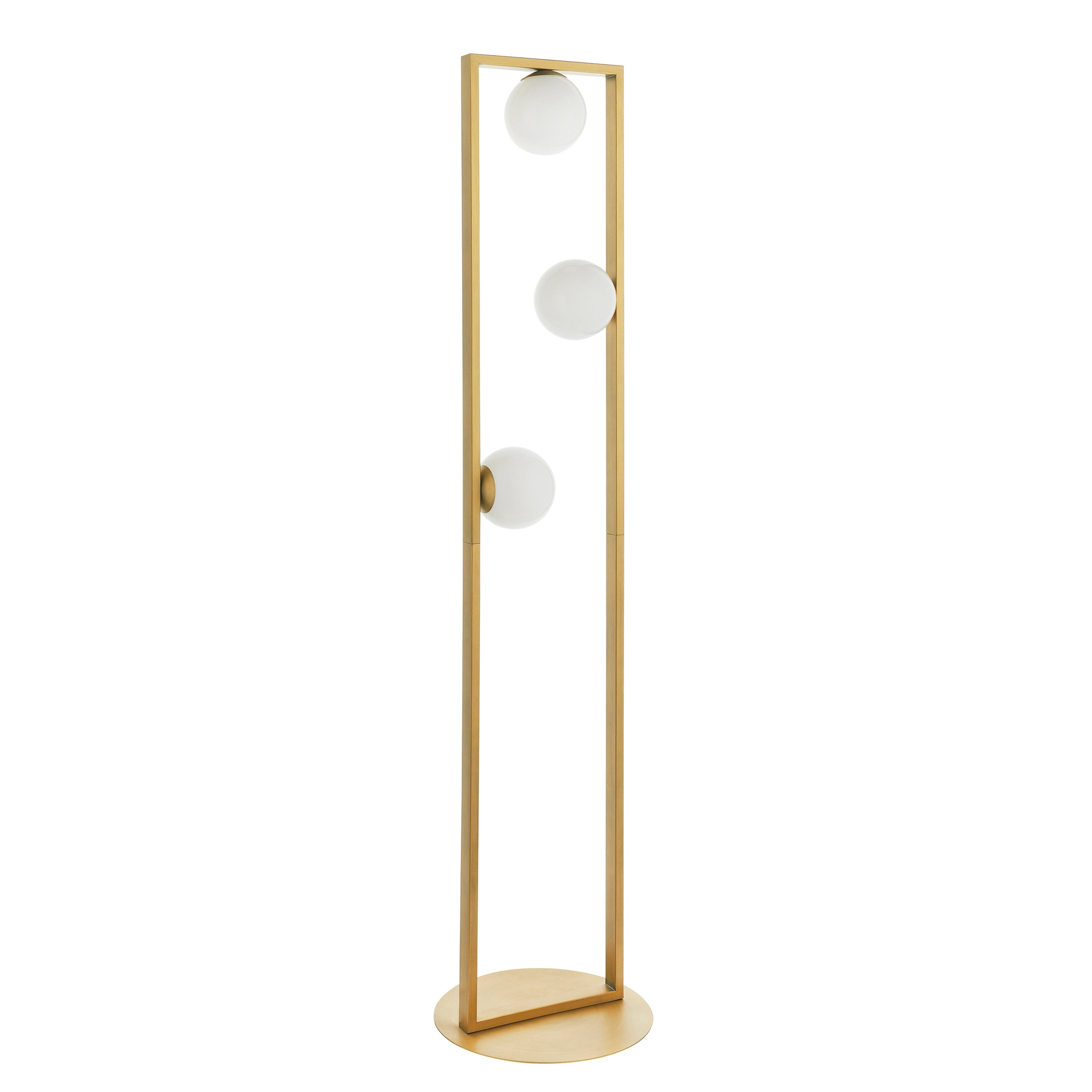 Hagen Brushed Gold Triple Opal Glass Floor Lamp